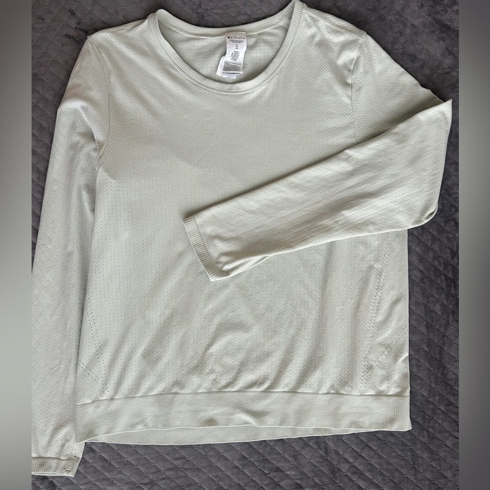 Athleta Perforated Performance Pullover Sage Gree… - image 1